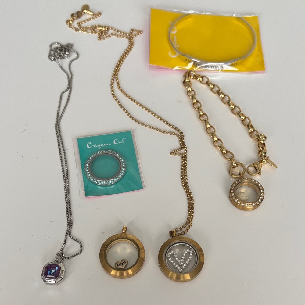 Origami Owl Gold and Silver Locket Necklace Collection